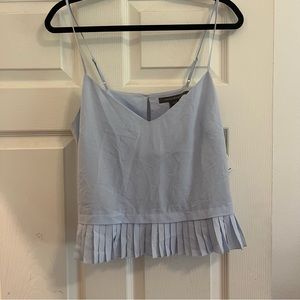 French Connection Pleated Hem Light Blue Tank, Size L, NWT